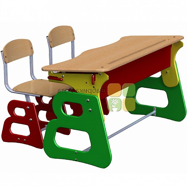 "Вэзбука" двухместный комплект  (парта + 2 стула, регулируемые (2-4 гр.) - Вид 1