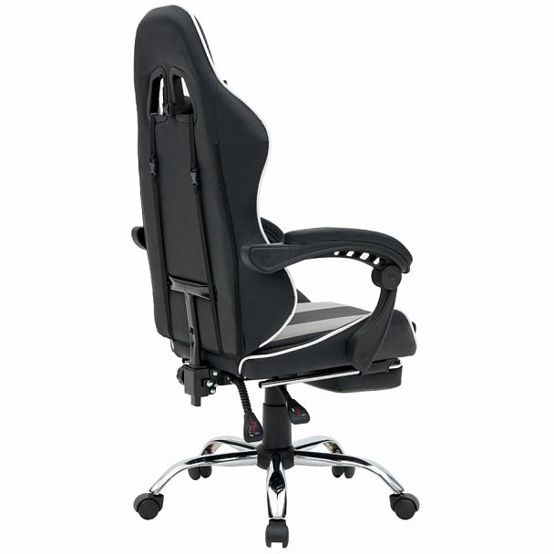 Кресло компьютерное CROMEX "Wave GM-145", вибромассаж, подножка, подушки, экокожа, черное/серое, 532956 - Вид 3