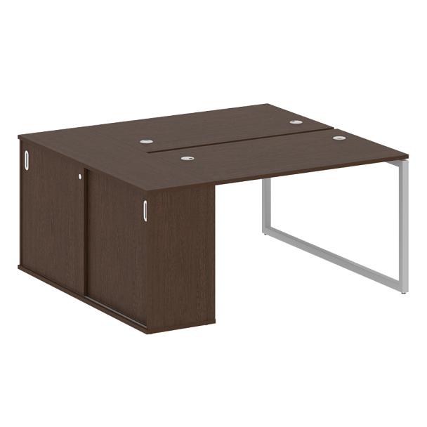 Metal System Quattro Р. ст. с шкафом-купе на О-образном м/к 40БО.РС-СШК-1.2 Т Венге/Серый металл 1610*1475*750 - Вид 1