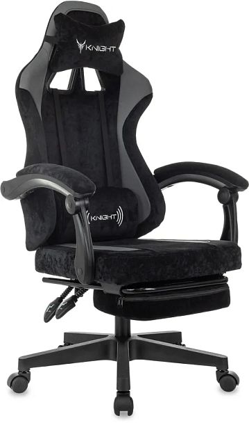 Кресло игровое Knight Custom/F черный/серый крестов. пластик подст.для ног - Вид 1
