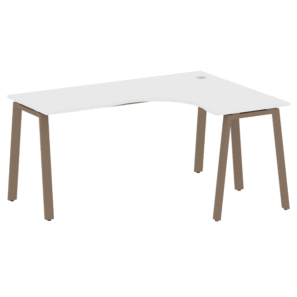 Metal System Стол криволинейный правый на А-образном м/к БА.СА-4 (R) Белый/Мокко металл 1600*1200*750 - Вид 1