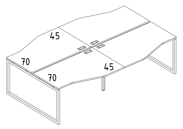 Рабочая станция столы (4х120) Техно на металлокаркасе QUATTRO A4 А4 Б4 189-2 БП антрацит премиум / металлокаркас серый - Вид 3