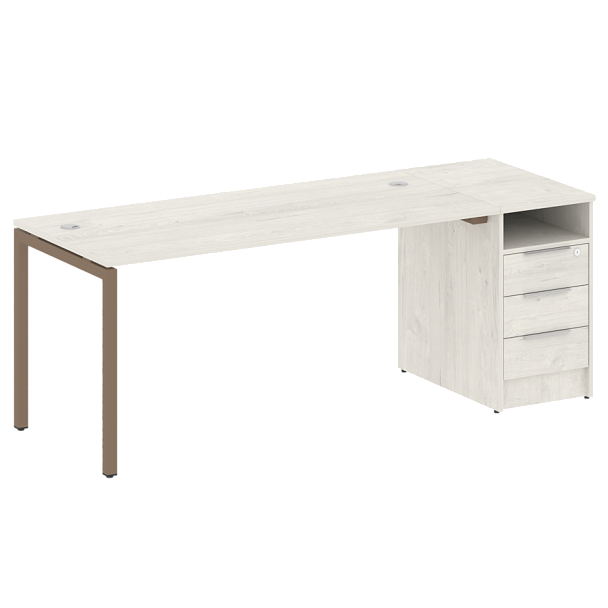 Metal System Quattro Р. ст. с тумбой на П-образном м/к 40БП.РС-СТП-1.4 Дуб наварра/Мокко металл 2012*720*750 - Вид 1