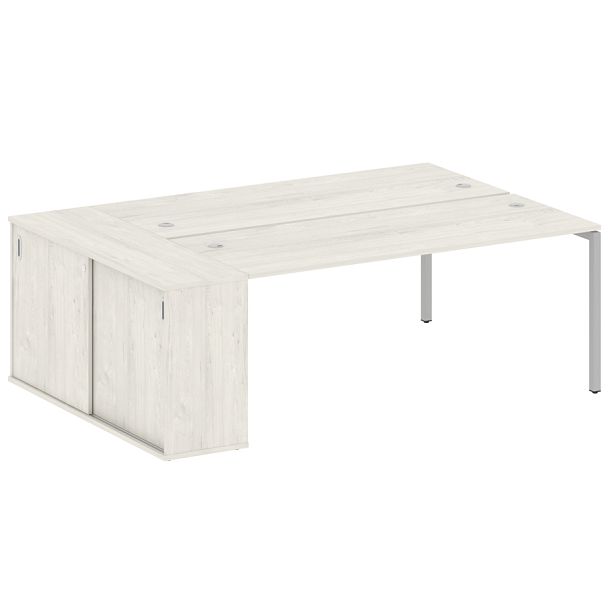 Metal System Quattro Р. ст. с шкафом-купе на П-образном м/к 40БП.РС-СШК-1.5 Т Дуб наварра/Серый металл 2210*1475*750 - Вид 1