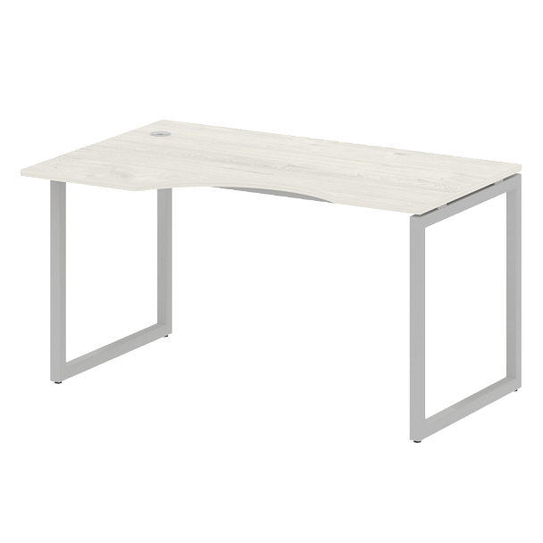 Metal System Quattro Стол криволинейный левый на О-образном м/к 40БО.СА-2 (L) Дуб наварра/Серый металл 1400*900*750 - Вид 1