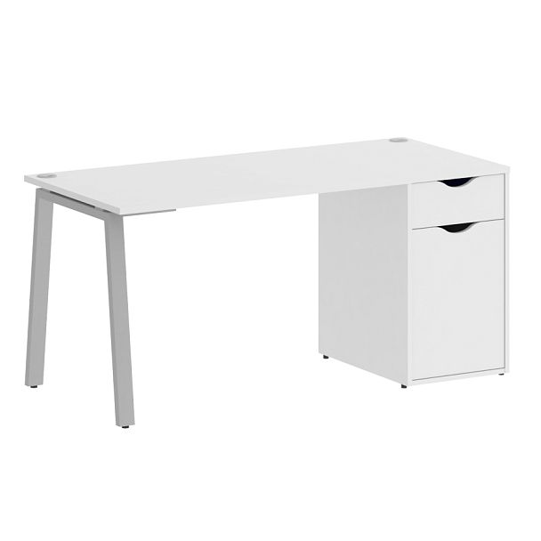 Home Office Стол письменный VR.SP-3-158.1.A Белый бриллиант/Серый металл 1580*720*750 - Вид 1