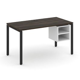 Concept Стол рабочий с подвесной тумбой с 2 открытыми нишами CN.SP-107 Дуб Мали/Белый Бриллиант/Металл Черный 1380*720*750 - Фото предпросмотра