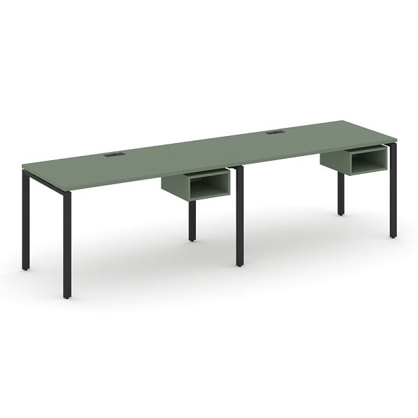 Concept Рабочая станция односторонняя с подвес. тумбами 2 места CN.ORS-104 Кобо/Металл Черный 3160*720*750 - Вид 1