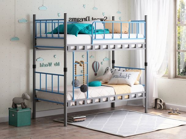 Кровать двухъярусная "Мальта" серый/голубой - Вид 1