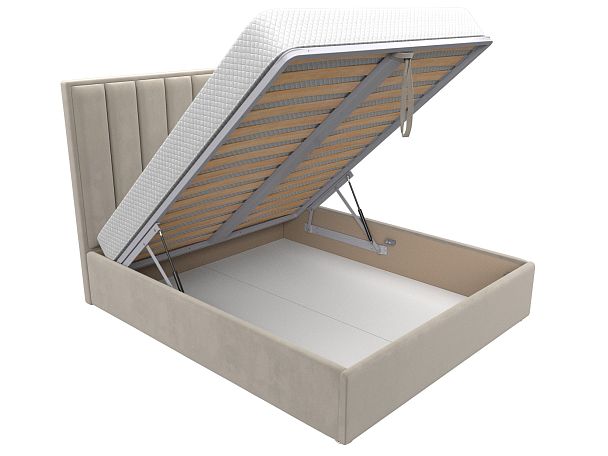 Интерьерная кровать Афродита 160 (полностью микровельвет бежевый) - Вид 6