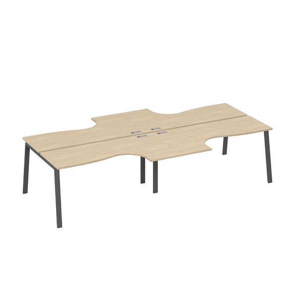 Рабочая станция из столов (4х160) Классика каркас TRE A4 А4 Б3 182-2 БП дуб скандинавский / металлокаркас антрацит - Вид 1