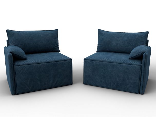 Диван прямой модульный Лига-106 Велюр синий - Вид 8