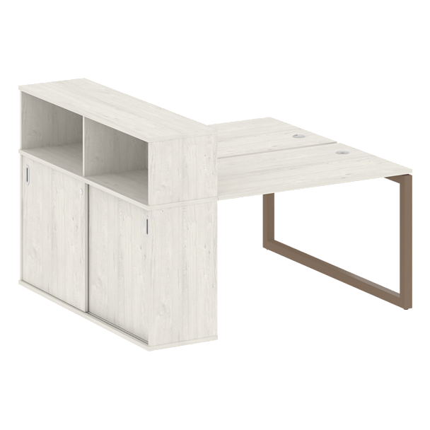 Metal System Quattro Р. ст. с шкафом-купе на О-образном м/к 50БО.РС-СШК-2.2 Т Дуб наварра/Мокко металл 1610*1475*1098 - Вид 1