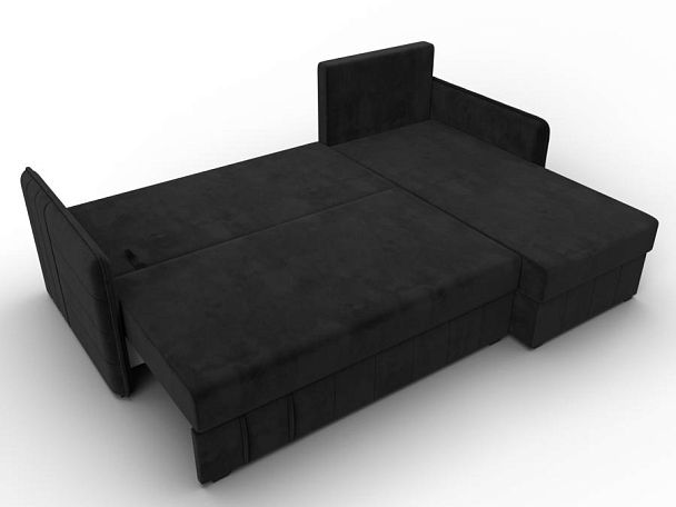 Диван угловой Слим угол универсальный Велюр черный - Вид 8