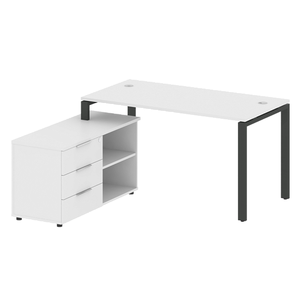 Metal System Р. ст. с тумбой на П-образном м/к БП.РС-СТС-2.3 (L) Белый/Антрацит металл 1500*1520*750 - Вид 1