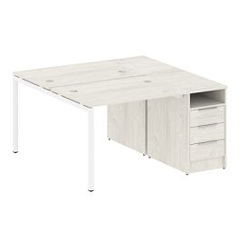 Метал Систем Куатро / Metal System Quattro Р. ст. с тумбой на П-образном м/к 40БП.РС-СТП-2.1 Дуб наварра/Белый металл 1412*1475*750 - Фото предпросмотра