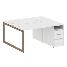 Metal System Quattro Р. ст. с тумбой на О-образном м/к 50БО.РС-СТП-2.2 Белый/Мокко металл 1612*1475*750 - Фото предпросмотра