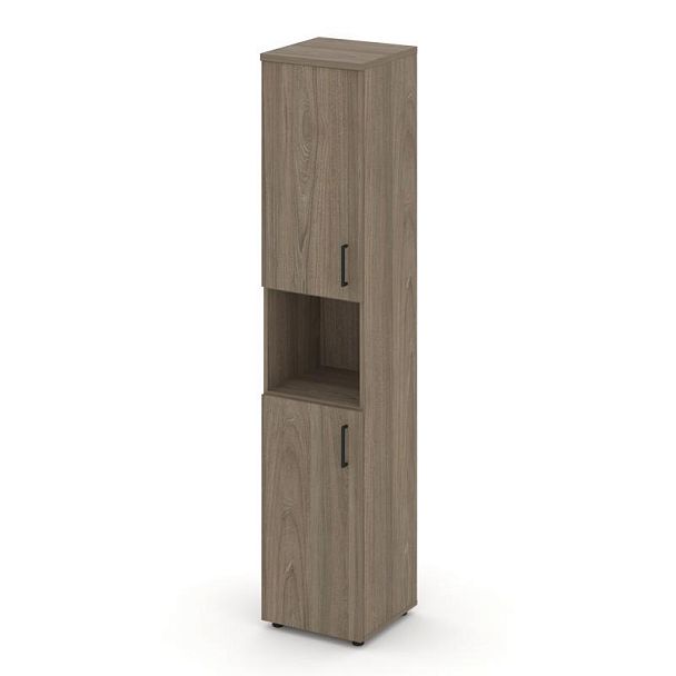 Стайл Проджект Шкаф высокий узкий SN.STU-107(L) Вяз Благородный/Черный Ручки 400*400*1982 - Вид 1