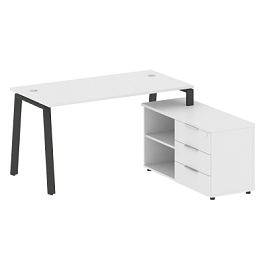 Metal System Р. ст. с тумбой на А-образном м/к БА.РС-СТС-2.3 (R) Белый/Антрацит металл 1500*1520*750 - Фото предпросмотра