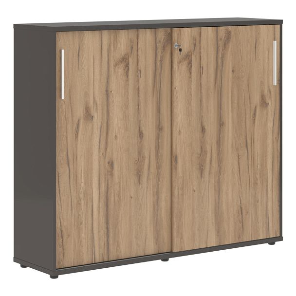 Шкаф средний с дверьми купе EMC 1643 Дуб Денвер светлый/Белый/Мокко 1606х430х1355 EDIS - Вид 1