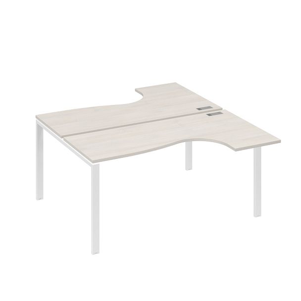 Рабочая станция UNO (2х160) со столами эргономичными A4 А4 Б1 182 БП дуб / металлокаркас белый - Вид 1