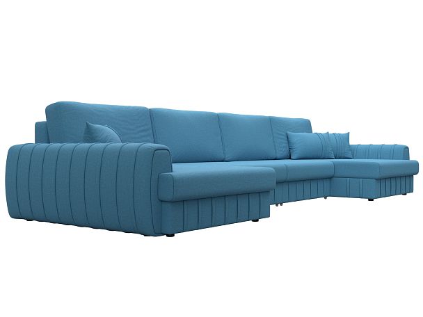Диван П-образный Лига-057 НПБ Лонг Рогожка голубой - Вид 3
