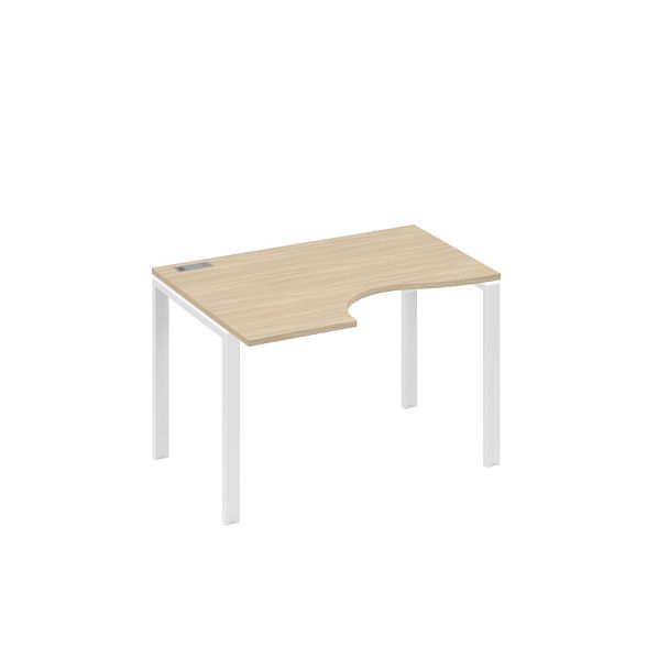 Стол эргономичный левый "Классика" на металлокаркасе UNO A4 А4 Б1 041 БП дуб скандинавский / металлокаркас белый - Вид 1
