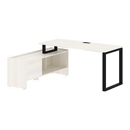 Стол с тумбой EQCT 17614 Ясень Траун/Черный 1760х1400х750 EDIS - Фото предпросмотра