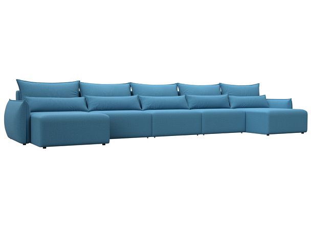 Диван п-образный Лига-051 НПБ МегаЛонг Рогожка голубой - Вид 1