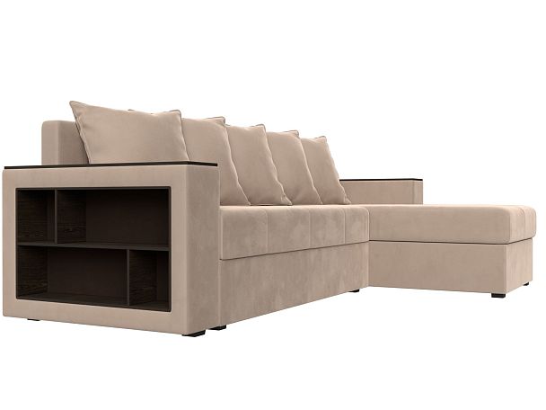 Диван угловой Дубай Лайт угол правый (полностью велюр бежевый) - Вид 3