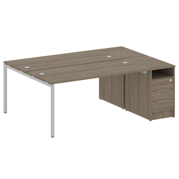 Metal System Quattro Р. ст. с тумбой на П-образном м/к 40БП.РС-СТП-2.4 Вяз/Серый металл 2012*1475*750 - Вид 1