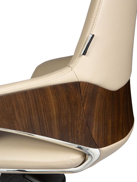 Кресло Шопен LB / бежевая кожа / алюминий крестовина - Вид 5