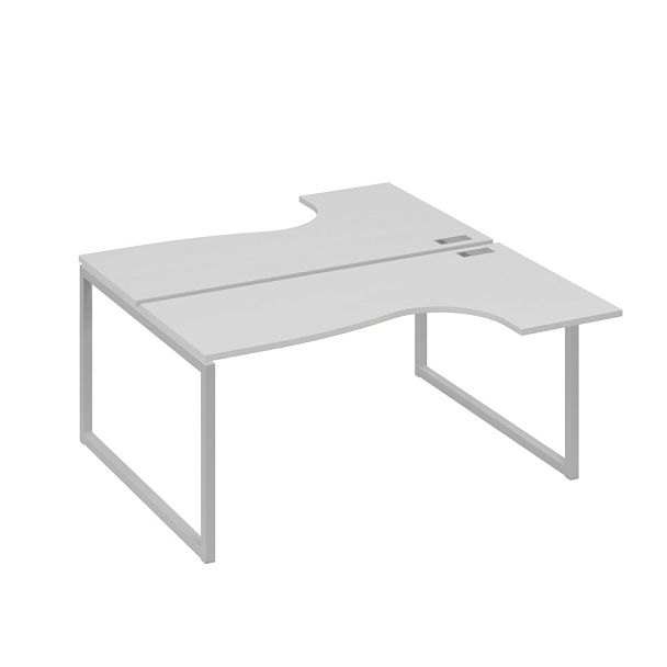Рабочая станция QUATTRO (2х160) столы Классика эргономичные A4 А4 Б4 182 БП серый / металлокаркас серый - Вид 1