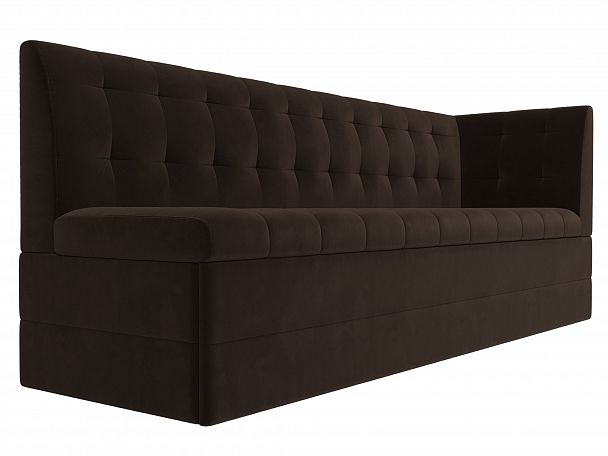 Кухонный диван Бриз с углом (полностью микровельвет коричневый) - Вид 3