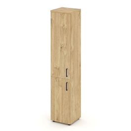 Стайл Проджект Шкаф высокий узкий SN.STU-104(L) Тиквуд Светлый/Черный Ручки 400*400*1982 - Фото предпросмотра