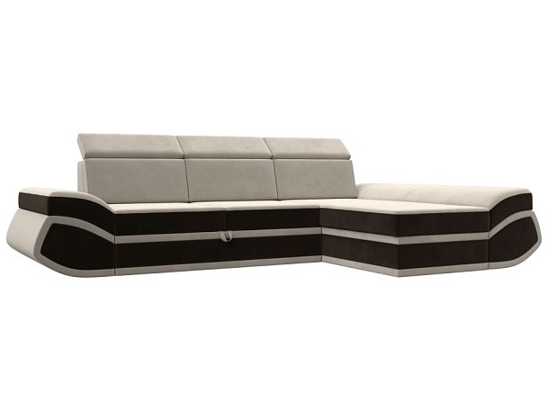 Диван угловой Лига-032 правый угол Микровельвет бежевый - Вид 1