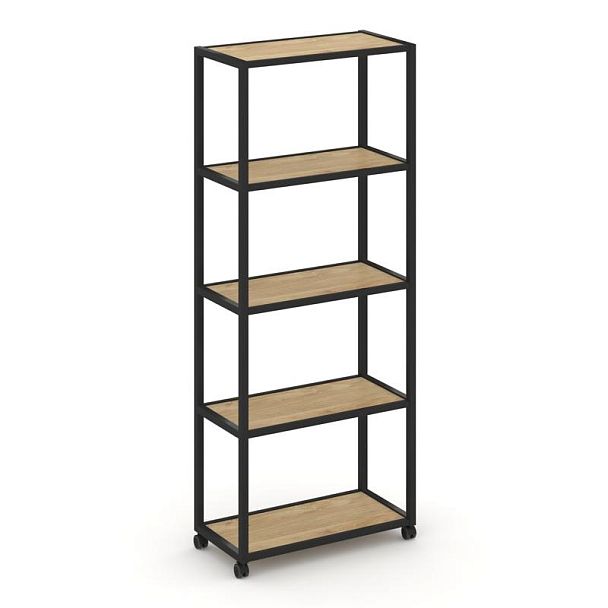 Shelf Mobile Стеллаж 5 уровней 1 секция VR.LT-STK-501.08 Тиквуд Светлый/Металл Черный 800*400*2000 - Вид 1