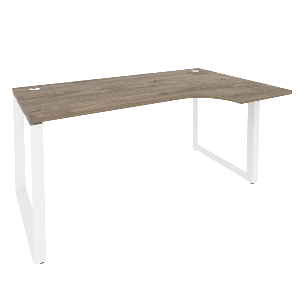 Onix Стол эргономичный правый на О-образном м/к O.MO-SA-1 (R) Тиквуд темный/Белый металл 1580*980*750 (720/460) - Вид 1