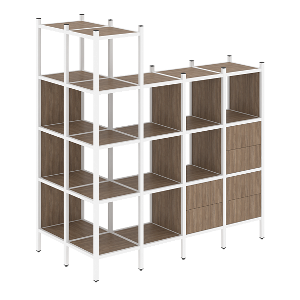 Loft Угловой внешний стеллаж наборный VR.L-57 Дуб аризона/Белый металл 862*1694*1869 - Вид 1