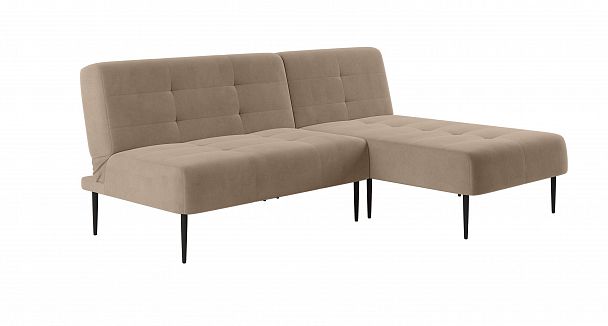 Monaco диван-кровать с шезлонгом, без подлокотников, бархат бежевый 5 - Вид 2