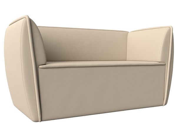Прямой диван Бергамо 2-х местный (полностью экокожа бежевая) - Вид 1