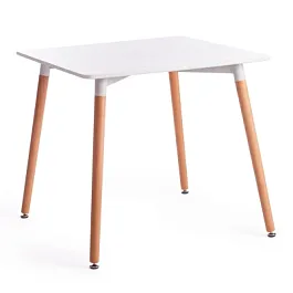 Стол Джон/John (мод.T1003), МДФ/дерево, White (Белый) / Natural (натуральный) - Фото предпросмотра
