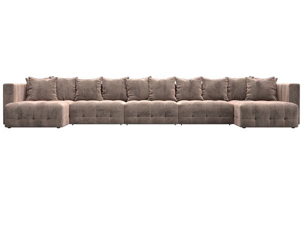 Диван П-образный Лига-052 НПБ МегаЛонг Велюр бежевый - Вид 2