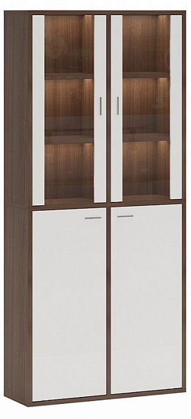 Шкаф-витрина Домино СУ(ш2в2)+2ФС+2ФГ Белый/Шамони - Вид 1