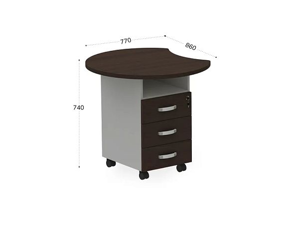 БЕРЛИН / BERLIN Тумба приставная левая 770х860х740 Венге/Серый - Вид 2
