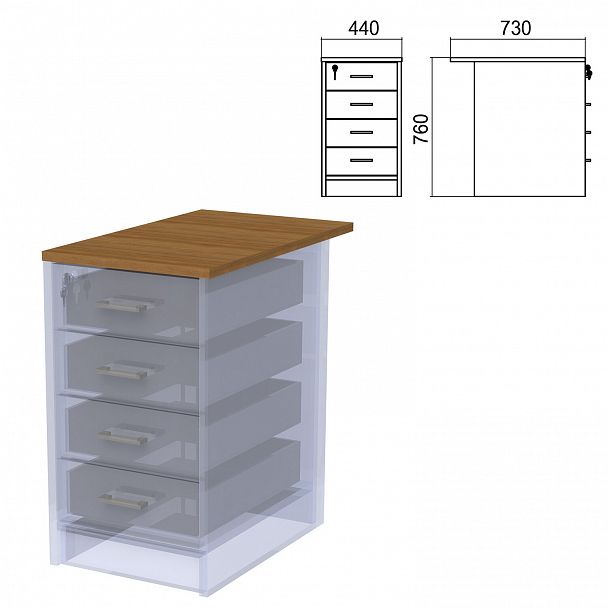 Крышка для тумбы приставной (АТ-07) "Арго", 440х730х22 мм, орех - Вид 2