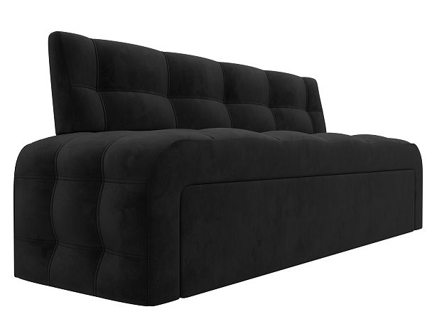 Диван кухонный прямой Люксор Велюр черный - Вид 3