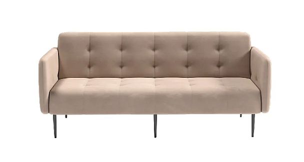 Monaco диван-кровать прямой с подлокотниками, трехместный, велюр бежевый Velutto 06 - Вид 2