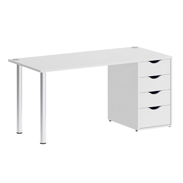 Home Office Стол письменный VR.SP-3-158.4 Белый бриллиант/Хром опоры 1580*720*750 - Вид 1