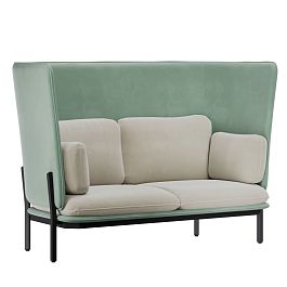 Stato Диван двухместный  с высокой спинкой STA-02 Velutto 13/Velutto 14/Металл Черный 1820*900*1200 - Фото предпросмотра